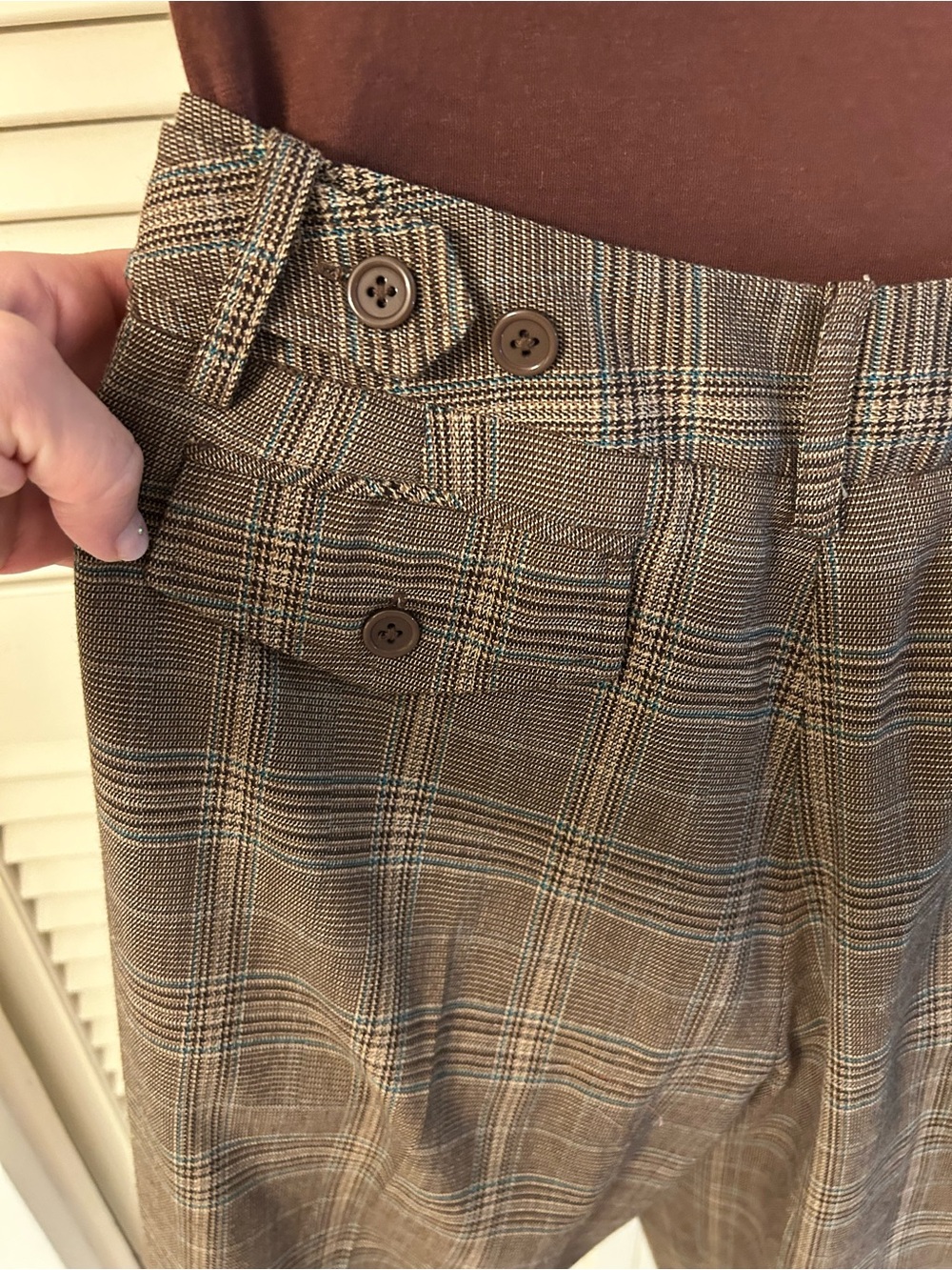 Plaid Brown Midi Culottes - Picture 3 of 6